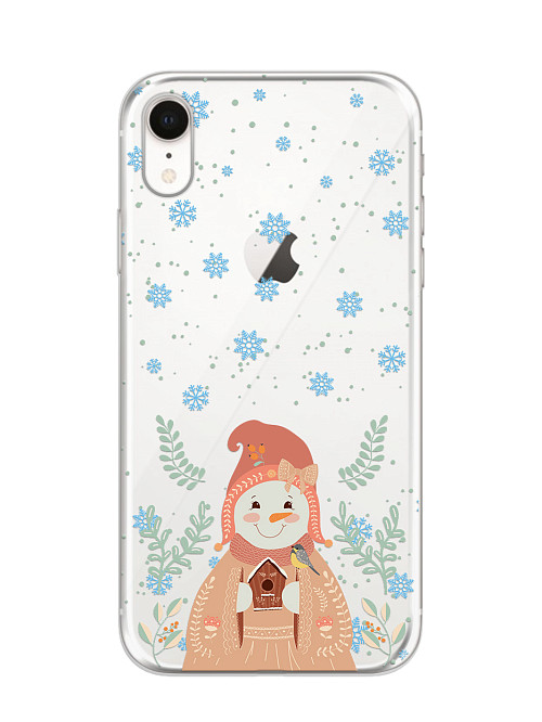 Силиконовый чехол для Apple iPhone Xr "Снеговик в шапке"