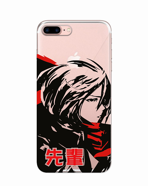 Силиконовый чехол для Apple iPhone 7 Plus "Атака титанов - Mikasa Ackerman"