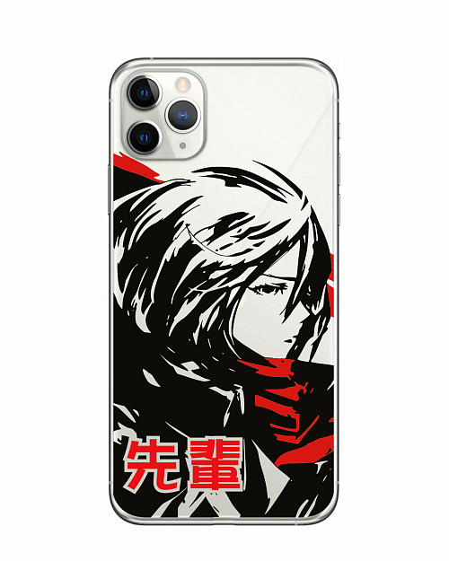 Силиконовый чехол для Apple iPhone 11 Pro Max "Атака титанов - Mikasa Ackerman"