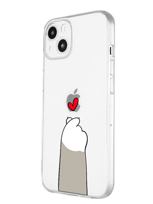 Силиконовый чехол для Apple iPhone 13 Лапка с сердцем