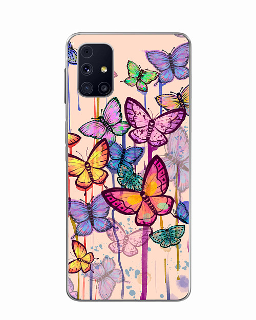 Силиконовый чехол для Samsung Galaxy M31S Бабочки акварель