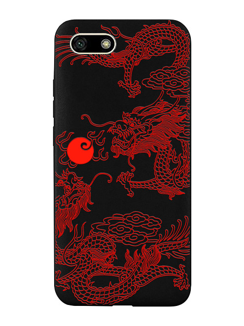 Силиконовый чехол для Honor 7A Красный японский дракон