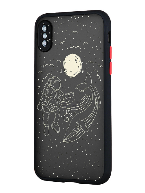 Противоударный чехол для Apple iPhone Xs "Космонавт и кит"