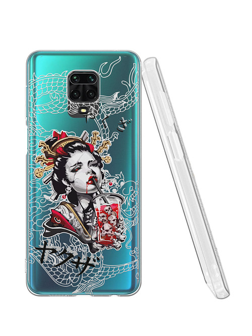 Силиконовый чехол для Xiaomi Redmi Note 9 Pro "Geisha Bloody"