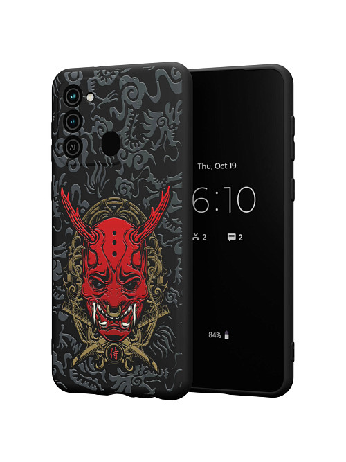 Силиконовый чехол для Tecno Spark 8C "Red Oni mask"