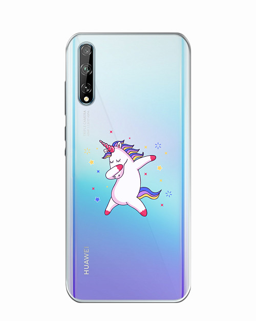 Силиконовый чехол для Huawei Y8p Розовый единорожек