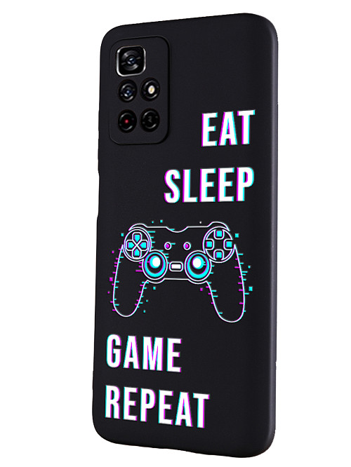 Силиконовый чехол для Poco M4 Pro (5G) Eat Sleep Game repeat