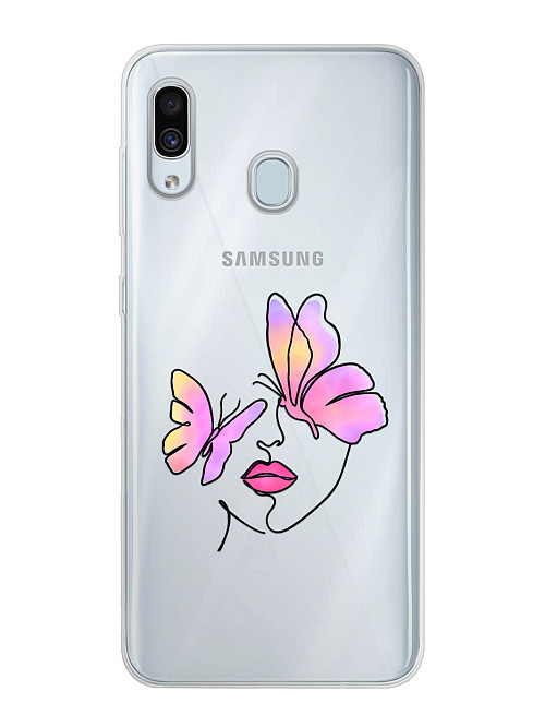 Силиконовый чехол для Samsung Galaxy A30 Девушка с бабочками