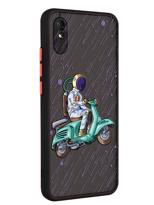 Противоударный чехол для Xiaomi Redmi 9A "Космонавт на скутере"