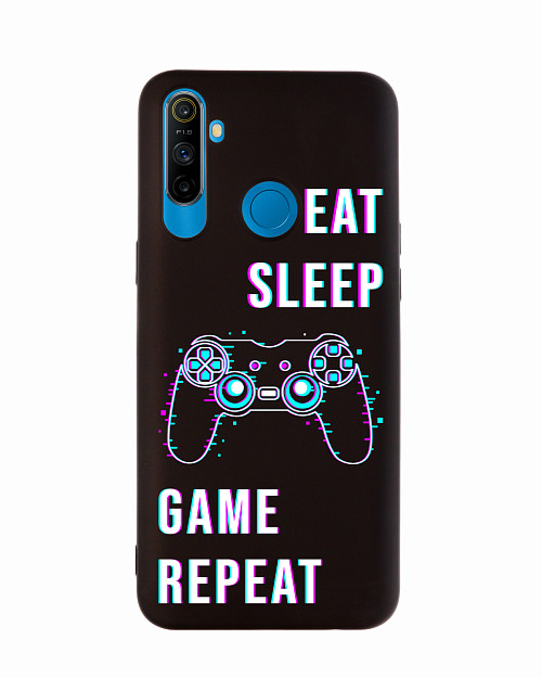 Силиконовый чехол для Realme C3 Eat Sleep Game repeat