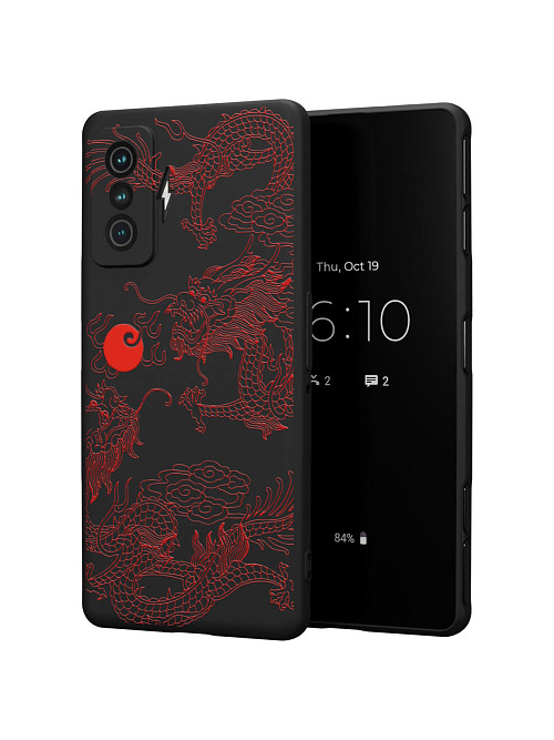 Силиконовый чехол для Xiaomi Redmi K50 Gaming Edition "Красный японский дракон"