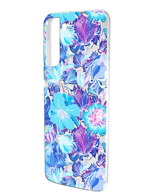 Силиконовый чехол для Samsung Galaxy S21 (5G) "Голубые цветы"