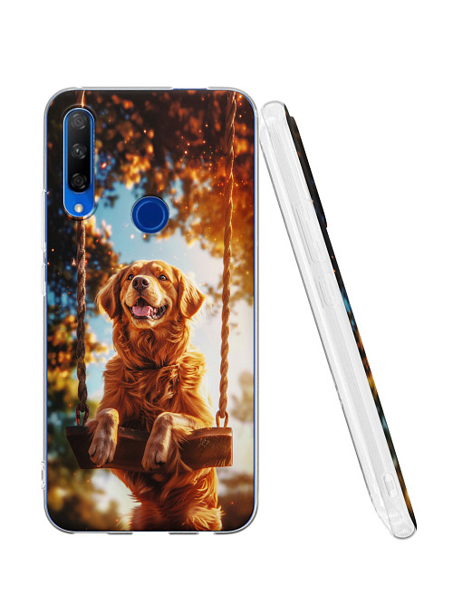 Силиконовый чехол для Huawei Y9 Prime (2019) "Собака на качелях"