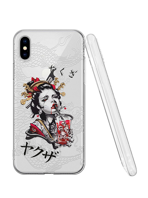 Силиконовый чехол для Apple iPhone Xs "Geisha Bloody"