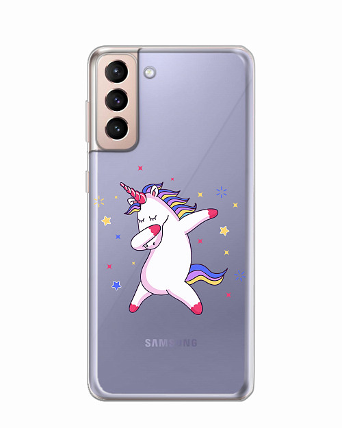 Силиконовый чехол для Samsung Galaxy S21 (5G) "Розовый единорожек"