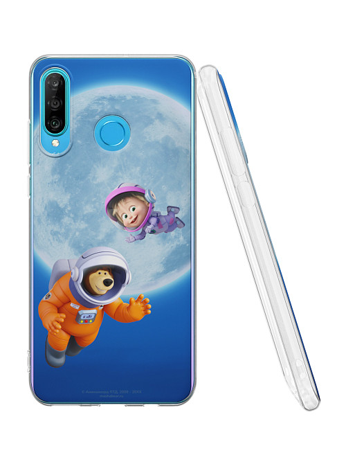 Силиконовый чехол для Huawei P30 Lite "Маша и медведь: В космосе"