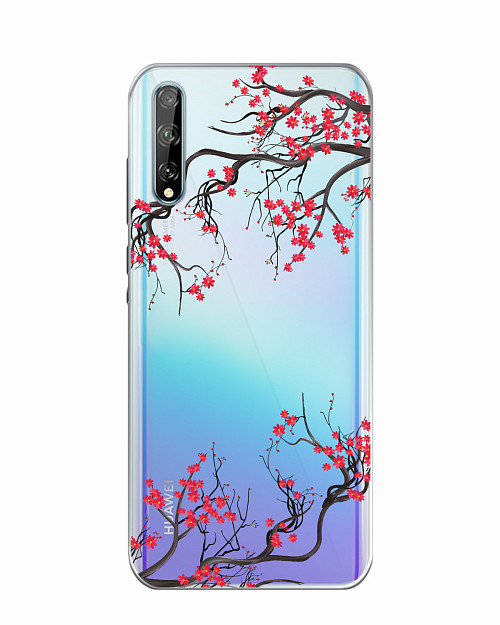 Силиконовый чехол для Huawei Y8p Цветы сакуры