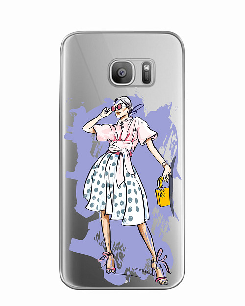 Силиконовый чехол для Samsung Galaxy S7 Стильная девушка