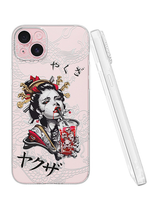 Силиконовый чехол для Apple iPhone 15 Plus "Geisha Bloody"