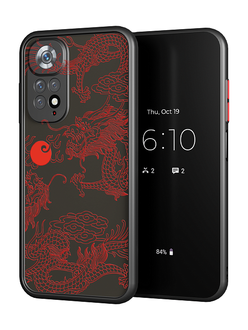Противоударный чехол для Xiaomi Redmi Note 11S (4G) "Красный японский дракон"