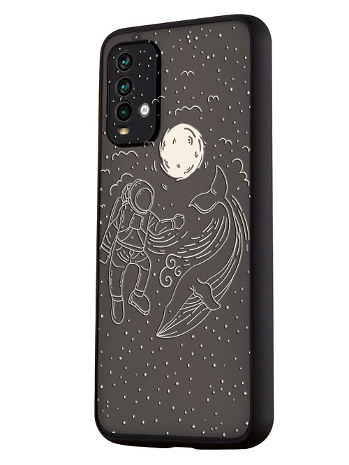 Противоударный чехол для Xiaomi Redmi 9T Космонавт и кит