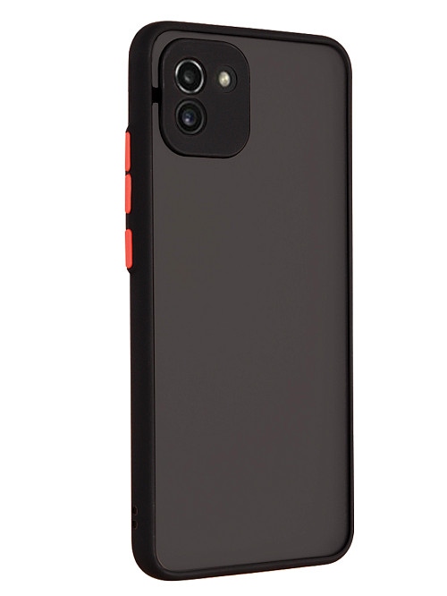 Противоударный чехол для Samsung Galaxy A03 черный / прозрачный / красный