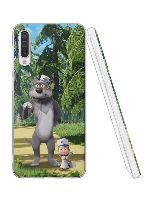 Силиконовый чехол для Samsung Galaxy A50 "Маша и медведь: Давай лечиться"