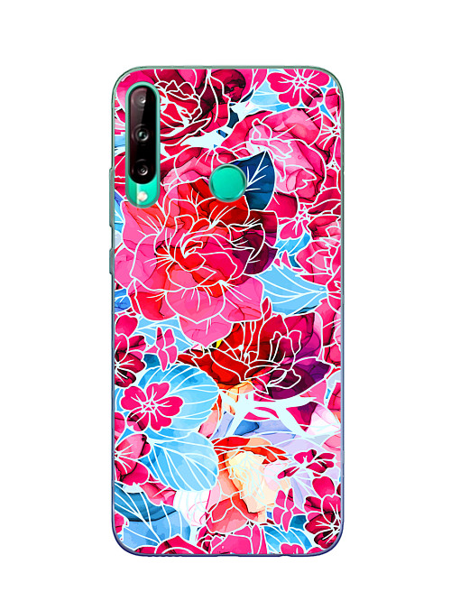 Силиконовый чехол для Huawei P40 Lite E Розовые цветы