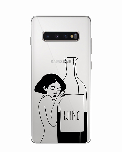 Силиконовый чехол для Samsung Galaxy S10 Plus Бутылка вина
