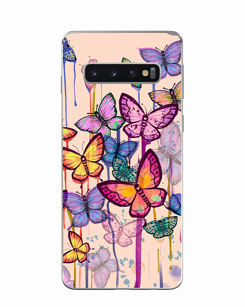 Силиконовый чехол для Samsung Galaxy S10 Бабочки акварель