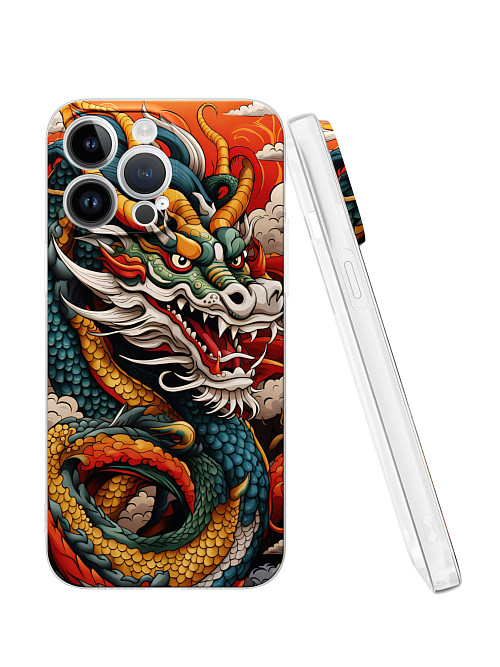 Силиконовый чехол для Apple iPhone 14 Pro Max "Японский дракон"