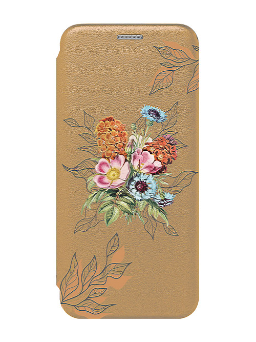 Чехол книжка для Xiaomi Redmi Note 9T "Яркие цветы"