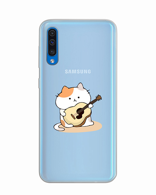 Силиконовый чехол для Samsung Galaxy A30S "Усатый гитарист"