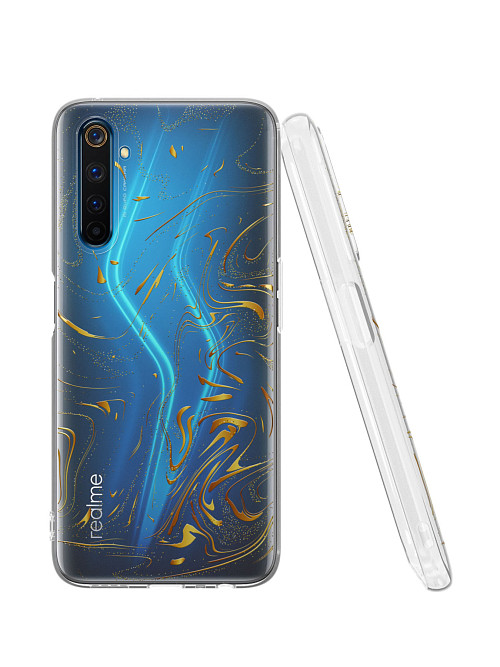 Силиконовый чехол для realme 6 Pro "Золотые разводы"