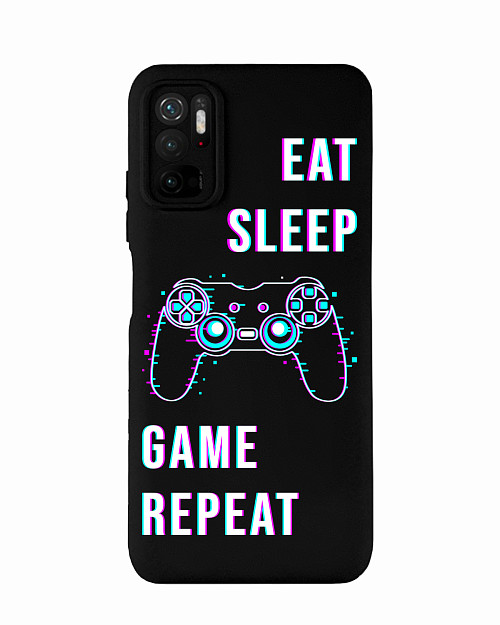 Силиконовый чехол для Poco M3 Pro Eat Sleep Game repeat