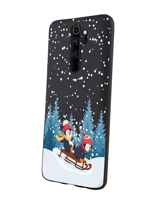 Силиконовый чехол для Xiaomi Redmi Note 8 Pro "Пингвины на санках"