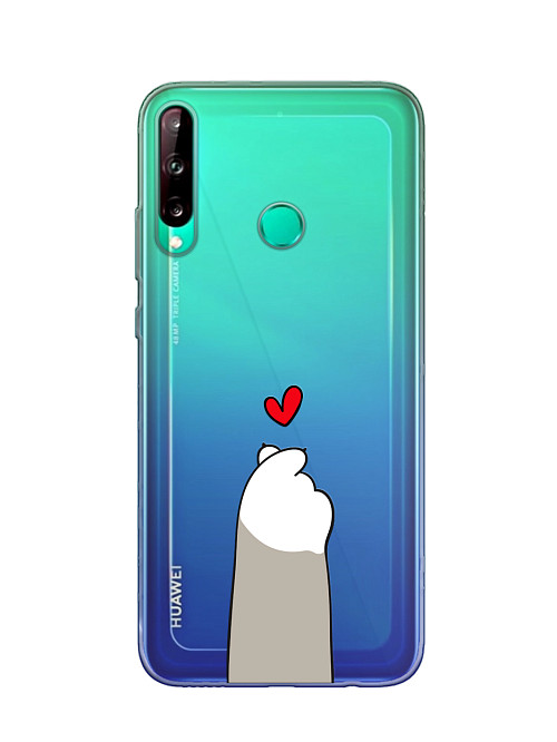 Силиконовый чехол для Huawei P40 Lite E Лапка с сердцем