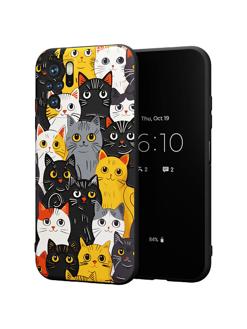 Силиконовый чехол для Xiaomi Redmi Note 10S "Милые коты"