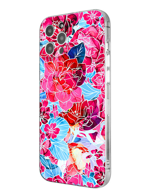 Силиконовый чехол для Apple iPhone 12 Pro Max Розовые цветы
