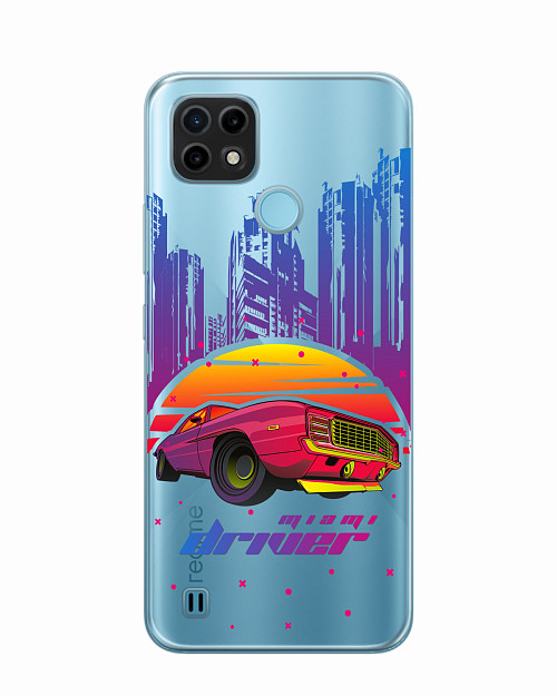 Силиконовый чехол для Realme C21 Retrowave Miami