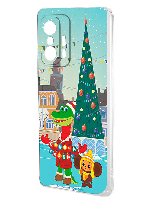 Силиконовый чехол для Xiaomi 11T Чебурашка: Новогодняя Елка