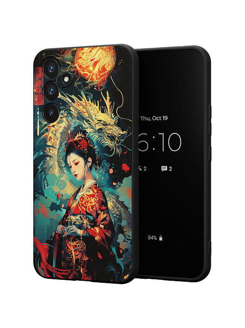 Силиконовый чехол для Samsung Galaxy A54 (5G) "Гейша с драконом"