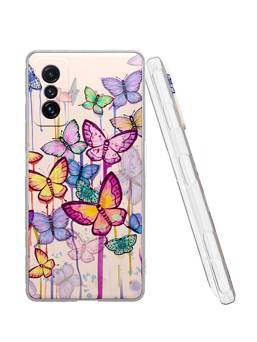 Силиконовый чехол для Xiaomi Redmi K50 Gaming Edition "Бабочки акварель"