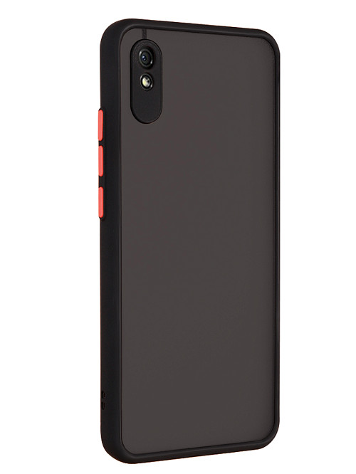 Противоударный чехол для Xiaomi Redmi 9A черный  / прозрачный / красный