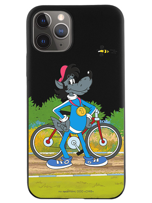 Силиконовый чехол для Apple iPhone 11 Pro "Ну, погоди: Волк и велосипед"