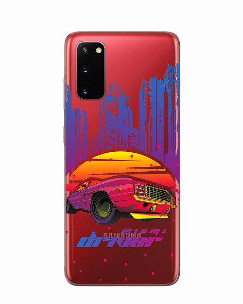 Силиконовый чехол для Samsung Galaxy S20 Retrowave Miami