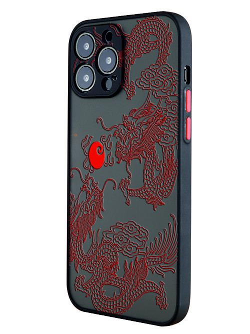 Противоударный чехол для Apple iPhone 13 Pro Max "Красный японский дракон"