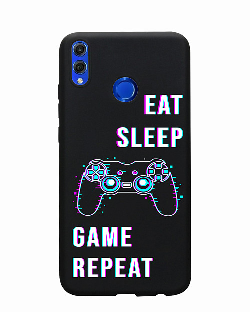 Силиконовый чехол для Honor 8X (2018) Eat Sleep Game repeat
