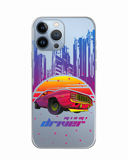 Силиконовый чехол для Apple iPhone 13 Pro Max Retrowave Miami