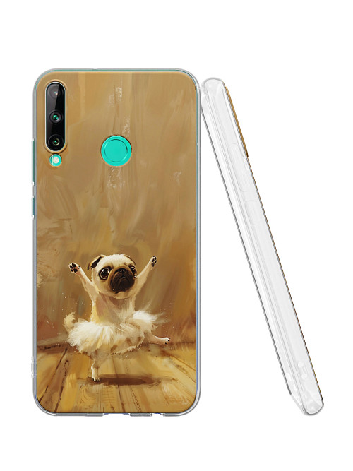 Силиконовый чехол для Huawei P40 Lite E "Мопс - танцовщик"